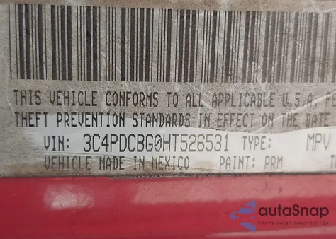 2017 Dodge Journey Sxt из США, поврежденный, VIN 3C4PDCBG0HT526531